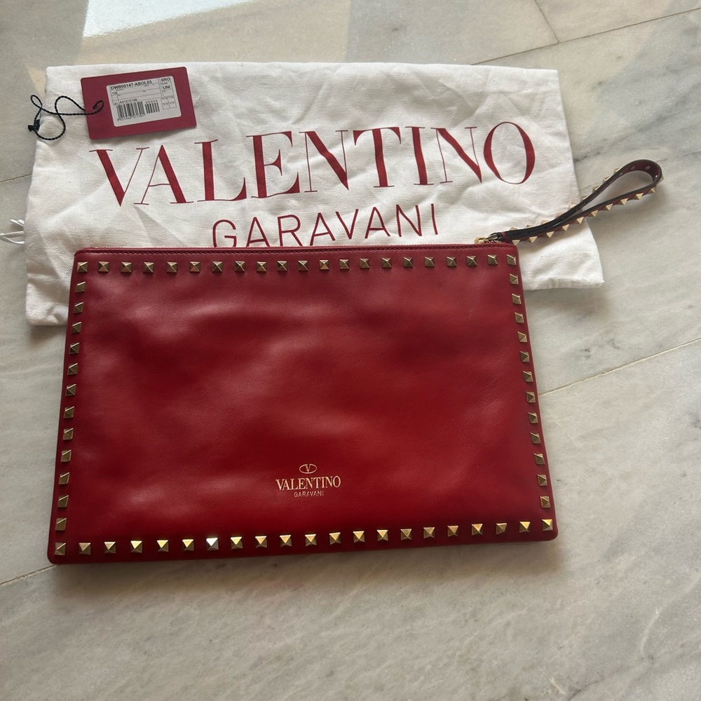 Valentino Large Rockstud Zip Wristlet Pouch